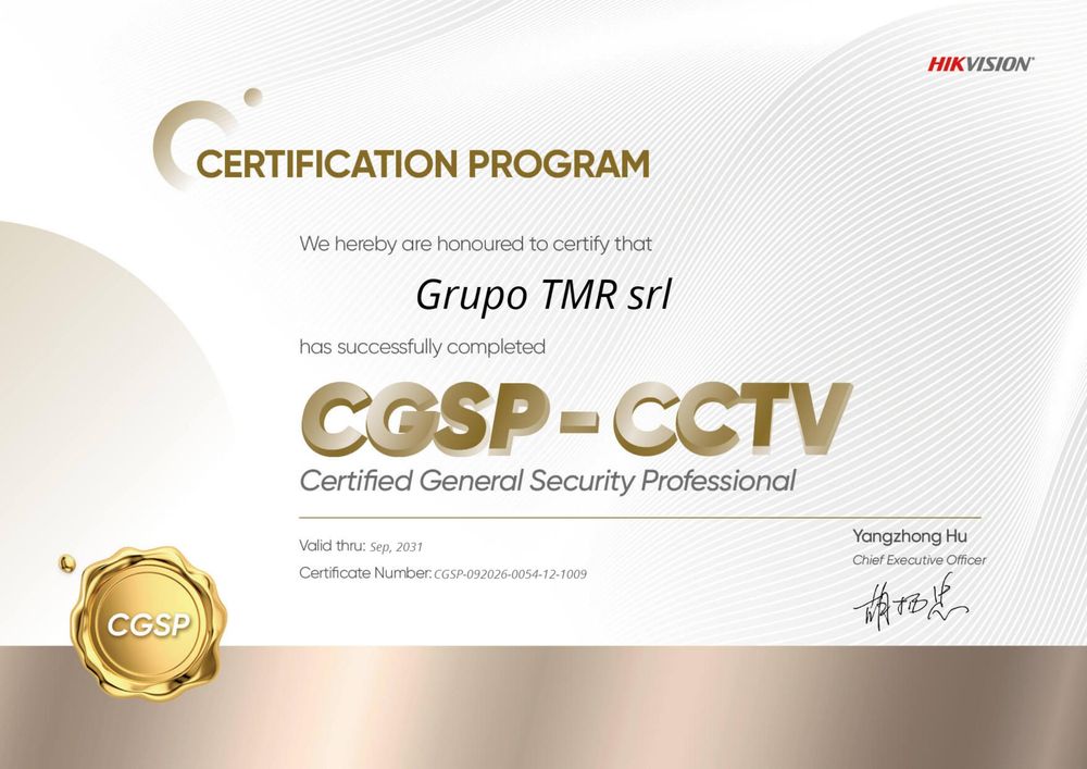 Certificado Hikvision CGSP · CCTV